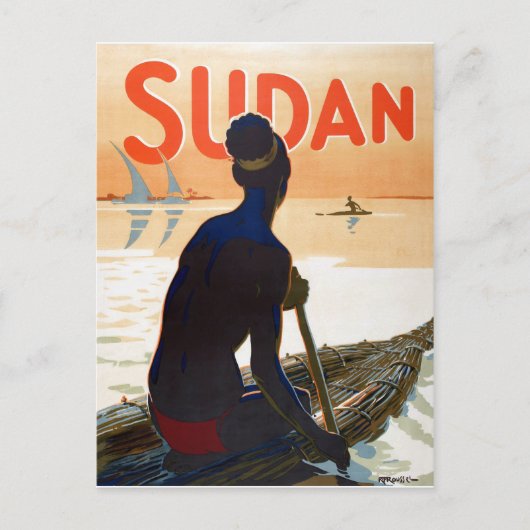 Soedan, traditionele visserij, vintage-reizen briefkaart (Voorkant)