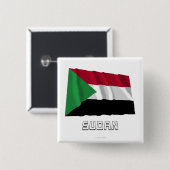 Soedan Waving Flag met naam Vierkante Button 5,1 Cm (Voorkant /achterkant)