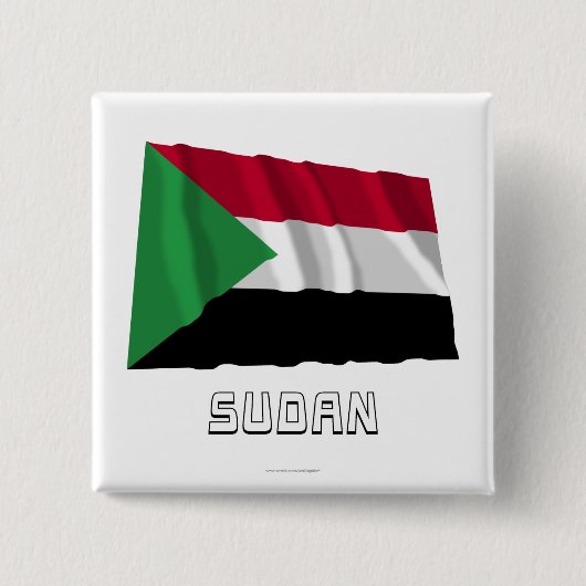 Soedan Waving Flag met naam Vierkante Button 5,1 Cm (Voorkant)
