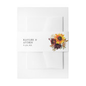 Soeele zonnebloemen, Bourgogne en Paarse bloemen 2 Uitnodigingen Wikkel (Voorkant Voorbeeld)