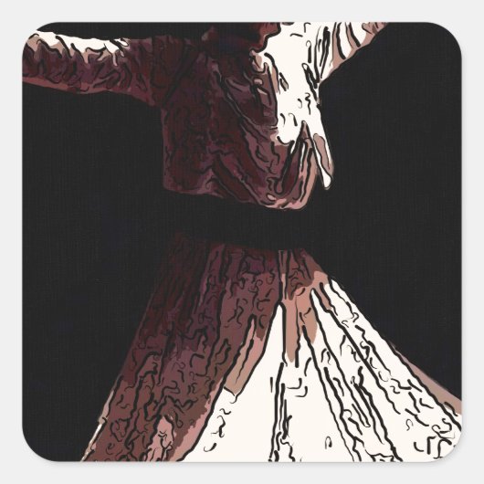 Soefi Boy Whirling Vierkante Sticker (Voorkant)