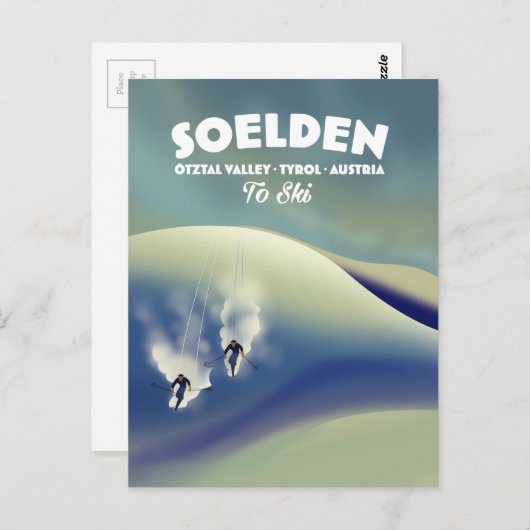 Soelden, Ötztal Valley, Tirol, Oostenrijk Ski Briefkaart (Voorkant / Achterkant)