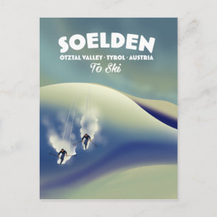 Soelden, Ötztal Valley, Tirol, Oostenrijk Ski Briefkaart