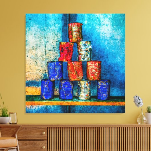 Soep Cans After the Lunch Pop Art Parody Canvas Afdruk (Insitu (Woonkamer))