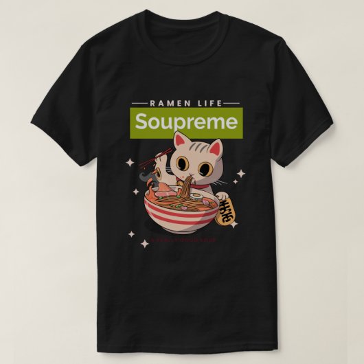 Soep - Goede soep - Kat Eating Ramen Noodles T-shirt (Design voorkant)