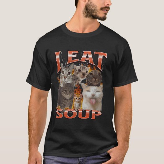 Soep Grappige Kat Meme Bootleg Grafisch T-shirt (Voorkant)