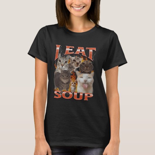 Soep Grappige Kat Meme Bootleg Grafisch T-shirt (Voorkant)