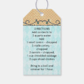 Soep in een label met geschenk, recept, shabby cadeaulabel (Achterkant)
