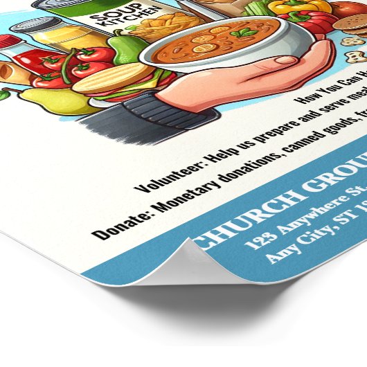 Soep Keuken Donatie & Vrijwilliger Flyer Poster (Hoek)