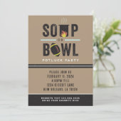 Soep of kom Football Potluck Party Invitation Kaart (Staand voorkant)
