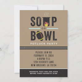 Soep of kom Football Potluck Party Invitation Kaart