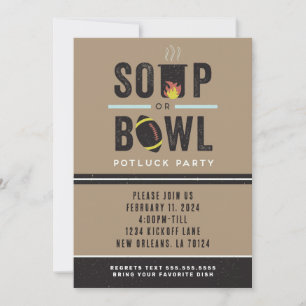 Soep of kom Football Potluck Party Invitation Kaart