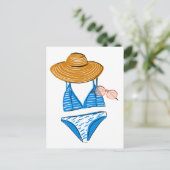 Soep up - Blue Swimsuit 2 Briefkaart (Staand voorkant)