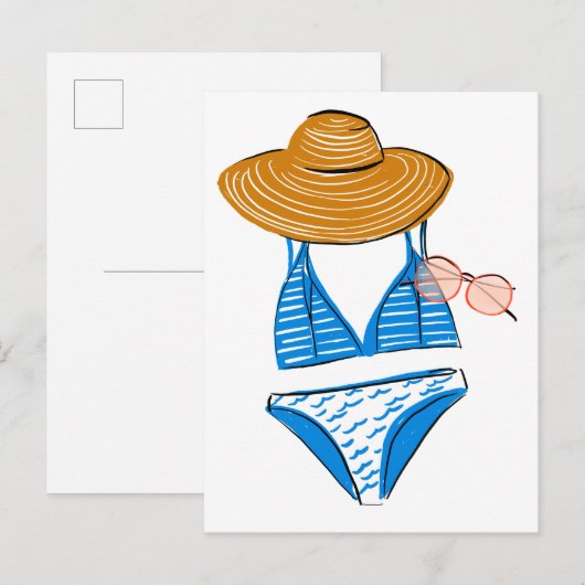 Soep up - Blue Swimsuit Briefkaart (Voorkant / Achterkant)