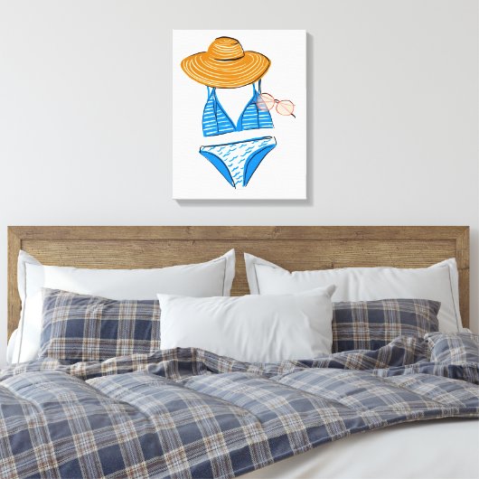 Soep up - Blue Swimsuit Canvas Afdruk (Insitu (Slaapkamer))