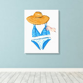 Soep up - Blue Swimsuit Canvas Afdruk (Insitu (Houten vloer))