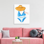 Soep up - Blue Swimsuit Canvas Afdruk (Insitu (Woonkamer))