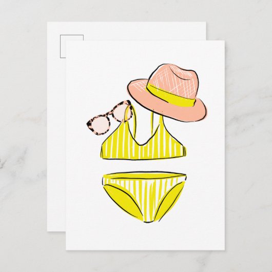 Soep up - Yellow Swimsuit Briefkaart (Voorkant / Achterkant)