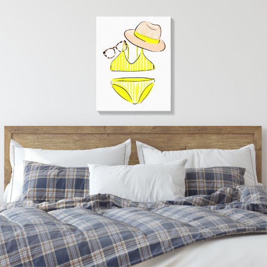 Soep up - Yellow Swimsuit Canvas Afdruk (Insitu (Slaapkamer))