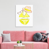 Soep up - Yellow Swimsuit Canvas Afdruk (Insitu (Woonkamer))