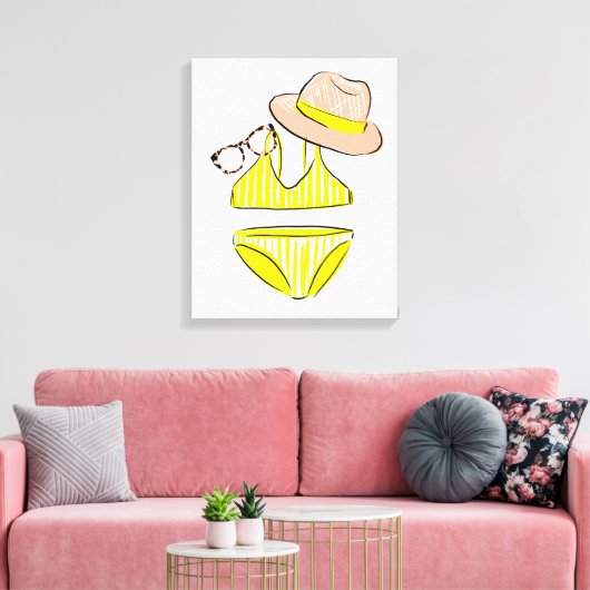 Soep up - Yellow Swimsuit Canvas Afdruk (Insitu (Woonkamer))