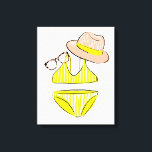 Soep up - Yellow Swimsuit Canvas Afdruk<br><div class="desc">Zuig de zon op door Blanckslate. Met een gele tweedelig zwempak met een roze pet en een zonnebril voor accessoires. | 140677 GG</div>
