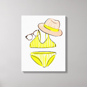 Soep up - Yellow Swimsuit Canvas Afdruk