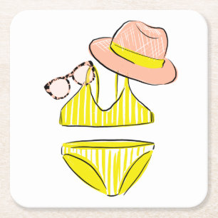 Soep up - Yellow Swimsuit Kartonnen Onderzetters