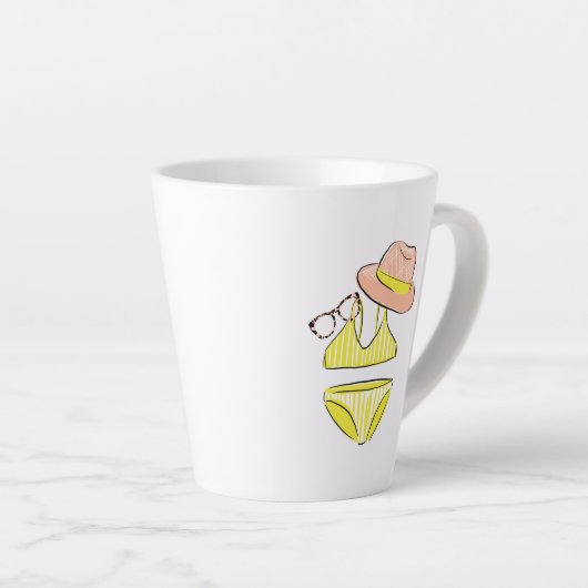 Soep up - Yellow Swimsuit Latte Mok (Rechterhoek)
