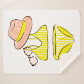 Soep up - Yellow Swimsuit Sherpa Deken (Voorkant (horizontaal))