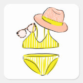 Soep up - Yellow Swimsuit Vierkante Sticker (Voorkant)
