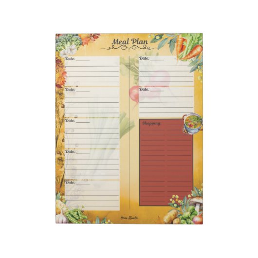 Soep Van De Dag 7 Dagen Maaltijdplanner Notitieblok (Linkerzijde)