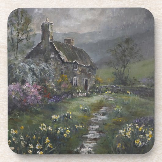 "Soepdag - Een Engels Cottage" Bier Onderzetter (Voorkant)
