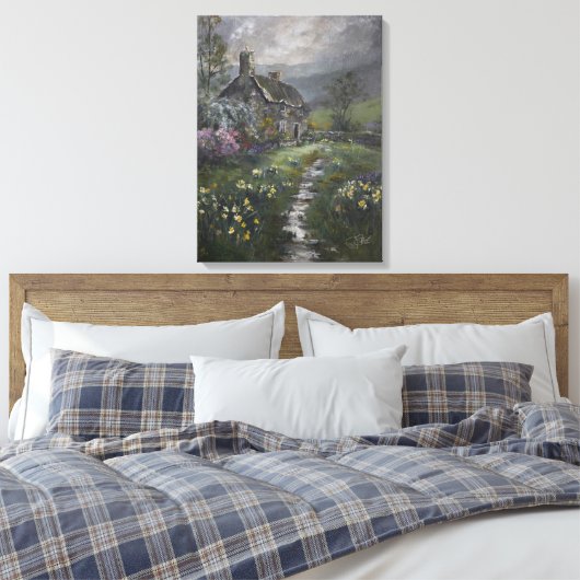 "Soepdag - Een Engels Cottage"  Canvas Afdruk (Insitu (Slaapkamer))
