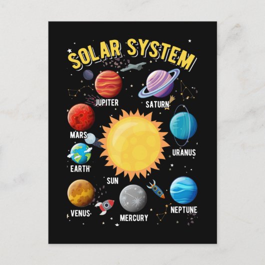 Soepelsysteem Boy Girls Cute Planets Astronaut Briefkaart (Voorkant)