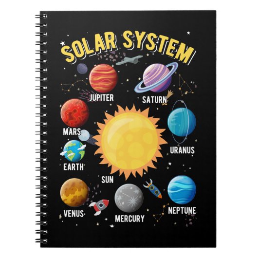 Soepelsysteem Boy Girls Cute Planets Astronaut Notitieboek (Voorkant)