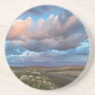 Soepelwolken over grind Zumwalt Prairie Road Zandsteen Onderzetter