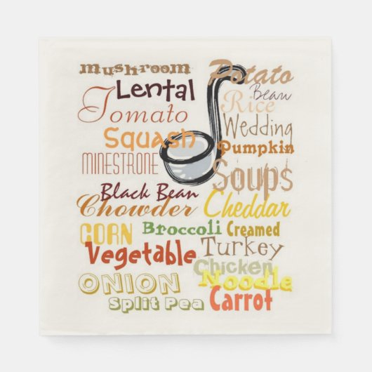Soepen Soep Voedsel Grafische Kunst Servet (Voorkant)