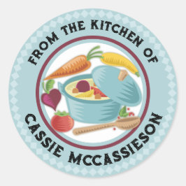 Soepstoofpot zelfgemaakte keuken koken cadeau stic ronde sticker