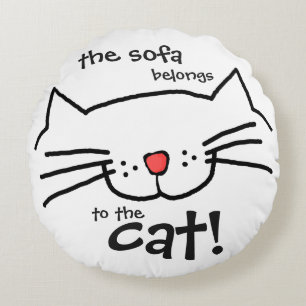 Sofa behoort tot de kat - wit rond kussen