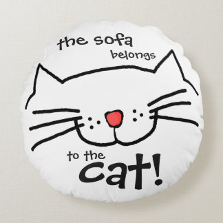 Sofa behoort tot de kat - wit rond kussen