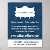  Sofa, Elegant Blue, Antiek dealer, winkel Poster (Voorkant)