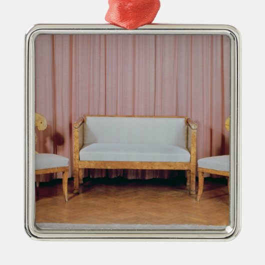 Sofa en twee stoelen, Karelian birch, 1810-20 Metalen Ornament (Voorkant)