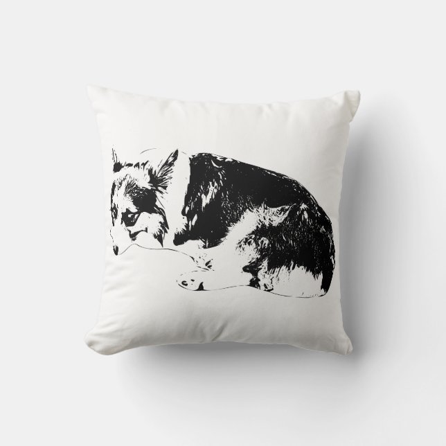 Sofa Inkt, Zachte Corgi Kussen (Voorkant)