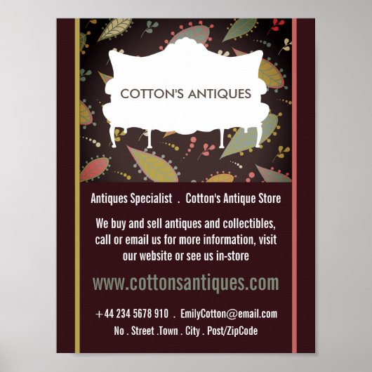 Sofa, Paarse Boho Chic, Antiek winkel Poster (Voorkant)