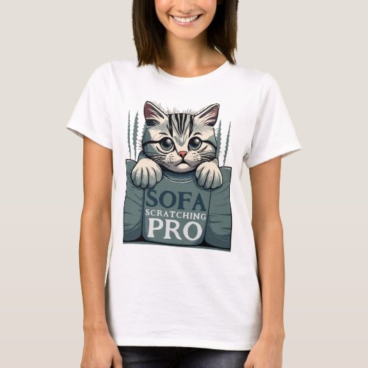 Sofa Scratching Pro Cat T-shirt (Voorkant)