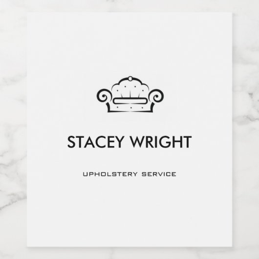 Sofa zwart silhouet bekleedt wit wijn etiket (Enkel label)