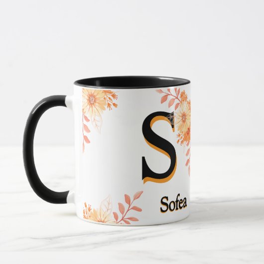 Sofea name Mug – Elegant Letter S Coffee Cup Mok (Links)