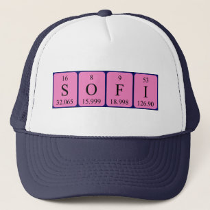 Sofi-pet met periodieke tabelnaam trucker pet
