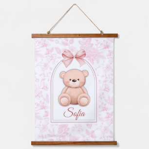 Sofia   Aangepaste Roze Teddybeer Nursery Design Hangend Wandkleed